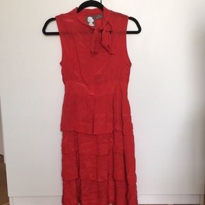 Girls From Savoy Red Silk Tiered Dress